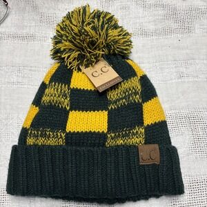 C.C Exclusive Team School Color Knit Hat Beanie Green And Yellow